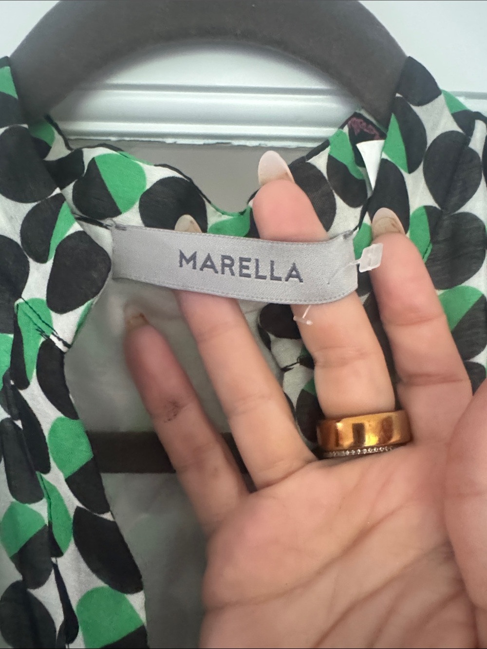 MARELLA Green and Black Geometric Midi Wrap Dress - Picture 2 of 5